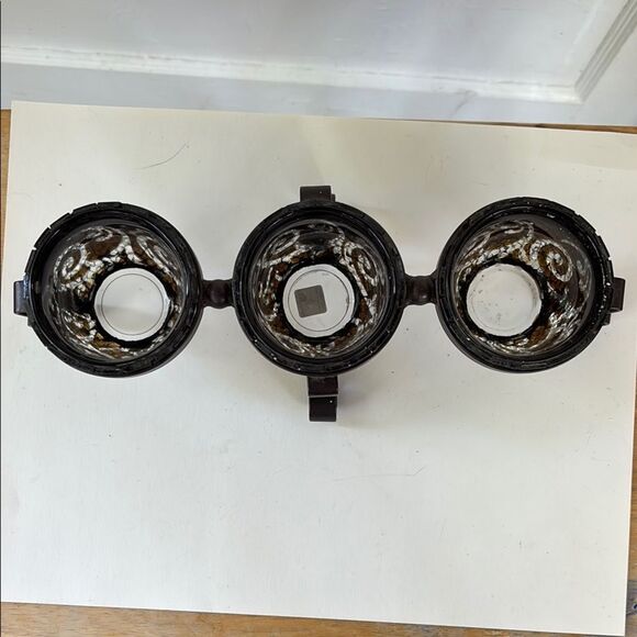 PartyLite Dark Bronze Metal Tone Tea light glass Candle Holder 12” long - Picture 3 of 5